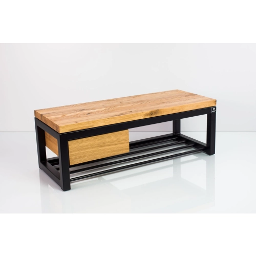 Ławka Metalowa Loft Siedzisko Drewno Lite Dąb LM-12 Rozmiary od 50 cm do 200 cm