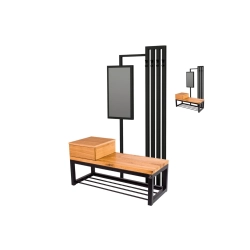 Ławka Industrialna z wieszakiem lustrem i szufladką