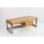 Ławka Stal Nierdzewna Szczotkowana / Polerowana Siedzisko Drewno Lite Dąb LM-14 Rozmiary od 50 cm do 200 cm