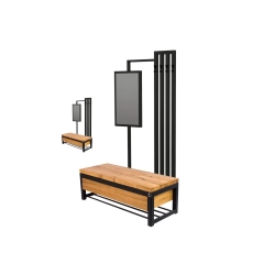 Ławka Industrialna z wieszakiem lustrem i szufladką