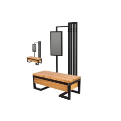 Ławka Industrialna z wieszakiem lustrem i szufladką