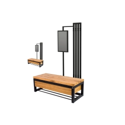 Ławka Industrialna z wieszakiem lustrem i szufladką