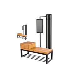 Ławka Industrialna z wieszakiem lustrem i szufladką