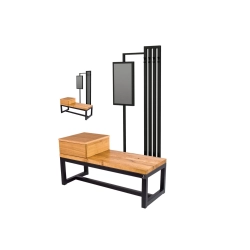 Ławka Industrialna z wieszakiem lustrem i szufladką