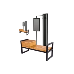 Ławka Industrialna z wieszakiem lustrem i szufladką