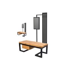 Ławka Industrialna z wieszakiem lustrem i szufladką