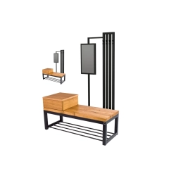 Ławka Industrialna z wieszakiem lustrem i szufladką