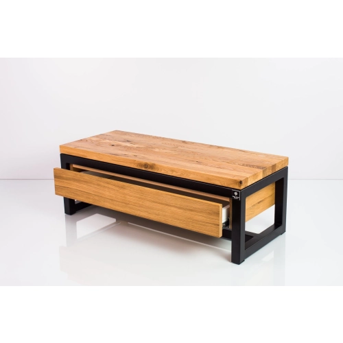 Ławka Metalowa Loft Siedzisko Drewno Lite Dąb LM-22 Rozmiary od 50 cm do 200 cm