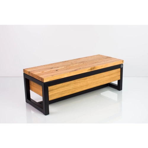 Ławka Metalowa Loft Siedzisko Drewno Lite Dąb LM-22 Rozmiary od 50 cm do 200 cm