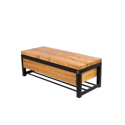 Ławka Metalowa Loft Siedzisko Drewno Lite Dąb LM-23 Rozmiary od 50 cm do 200 cm