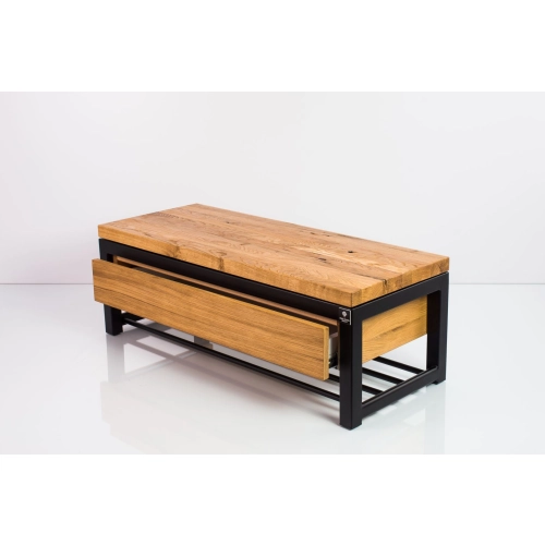 Ławka Metalowa Loft Siedzisko Drewno Lite Dąb LM-23 Rozmiary od 50 cm do 200 cm