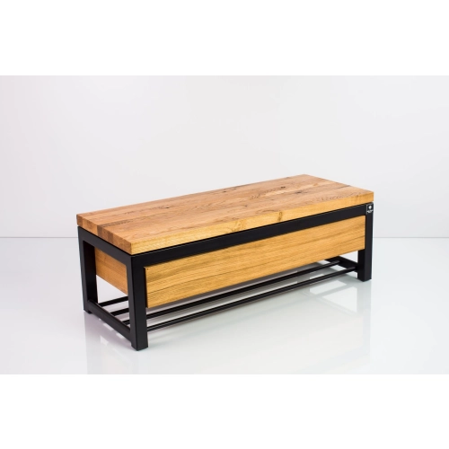 Ławka Metalowa Loft Siedzisko Drewno Lite Dąb LM-23 Rozmiary od 50 cm do 200 cm