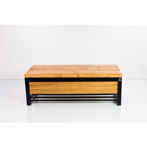 Ławka Metalowa Loft Siedzisko Drewno Lite Dąb LM-23 Rozmiary od 50 cm do 200 cm