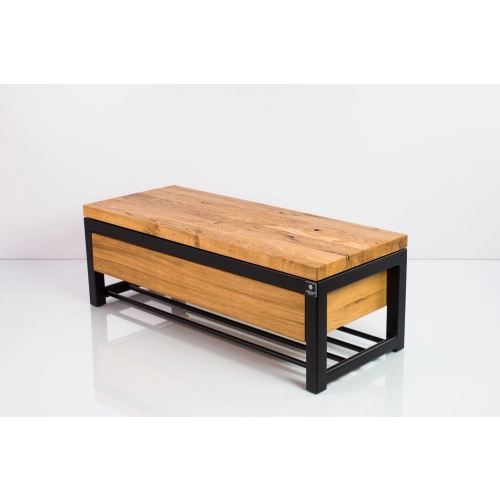 Ławka Metalowa Loft Siedzisko Drewno Lite Dąb LM-23 Rozmiary od 50 cm do 200 cm