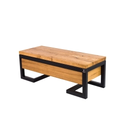 Ławka Metalowa Loft Siedzisko Drewno Lite Dąb LM-24 Rozmiary od 50 cm do 200 cm