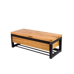 Ławka Metalowa Loft Siedzisko Drewno Lite Dąb LM-25 Rozmiary od 50 cm do 200 cm