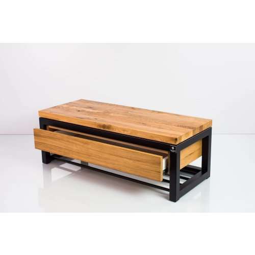 Ławka Metalowa Loft Siedzisko Drewno Lite Dąb LM-25 Rozmiary od 50 cm do 200 cm