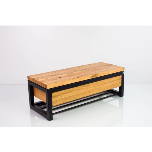 Ławka Metalowa Loft Siedzisko Drewno Lite Dąb LM-25 Rozmiary od 50 cm do 200 cm