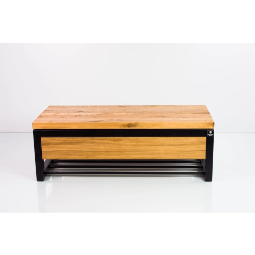 Ławka Metalowa Loft Siedzisko Drewno Lite Dąb LM-25 Rozmiary od 50 cm do 200 cm