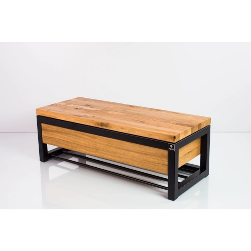 Ławka Metalowa Loft Siedzisko Drewno Lite Dąb LM-25 Rozmiary od 50 cm do 200 cm
