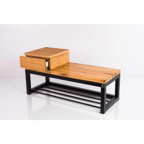 Ławka Metalowa Loft Siedzisko Drewno Lite Dąb LM-26 Rozmiary od 50 cm do 200 cm