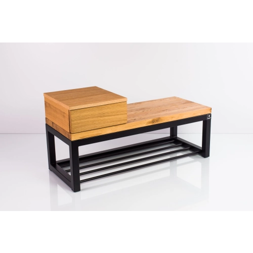 Ławka Metalowa Loft Siedzisko Drewno Lite Dąb LM-26 Rozmiary od 50 cm do 200 cm