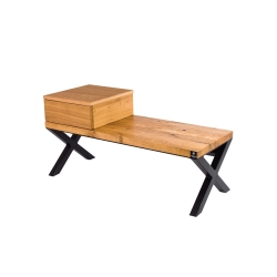 Ławka Metalowa Loft Siedzisko Drewno Lite Dąb LM-27 Rozmiary od 50 cm do 200 cm