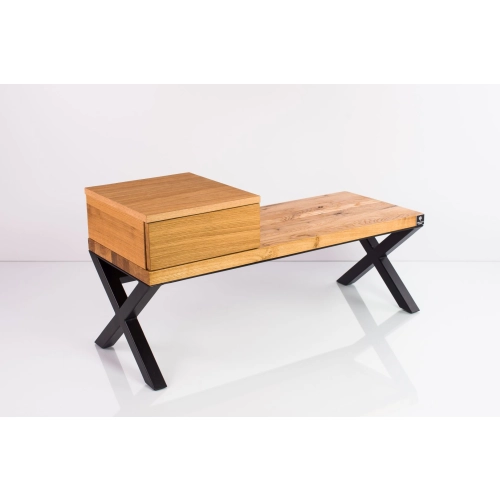 Ławka Metalowa Loft Siedzisko Drewno Lite Dąb LM-27 Rozmiary od 50 cm do 200 cm