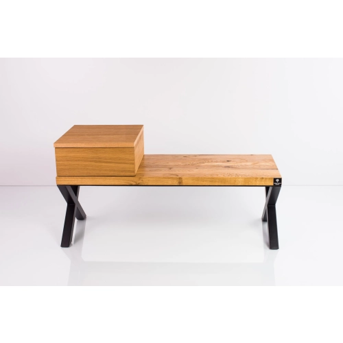 Ławka Metalowa Loft Siedzisko Drewno Lite Dąb LM-27 Rozmiary od 50 cm do 200 cm