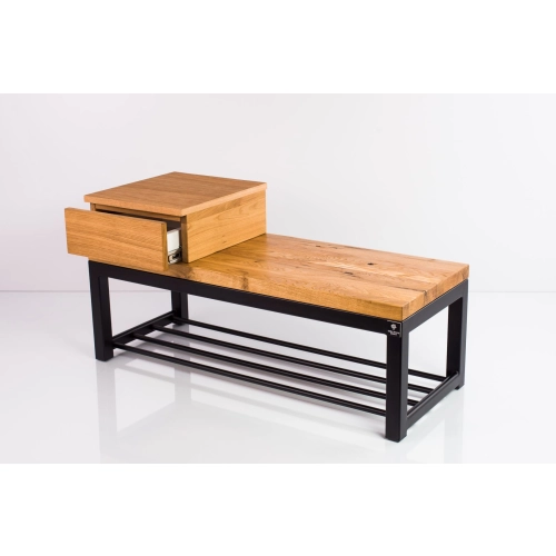 Ławka Metalowa Loft Siedzisko Drewno Lite Dąb LM-28 Rozmiary od 50 cm do 200 cm