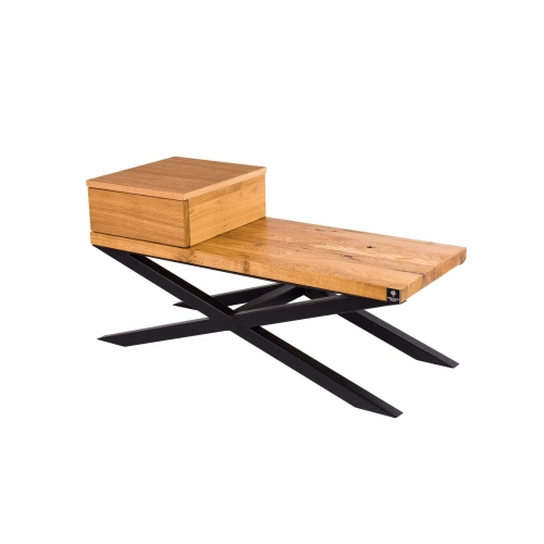 Ławka Metalowa Loft Siedzisko Drewno Lite Dąb LM-29 Rozmiary od 50 cm do 200 cm