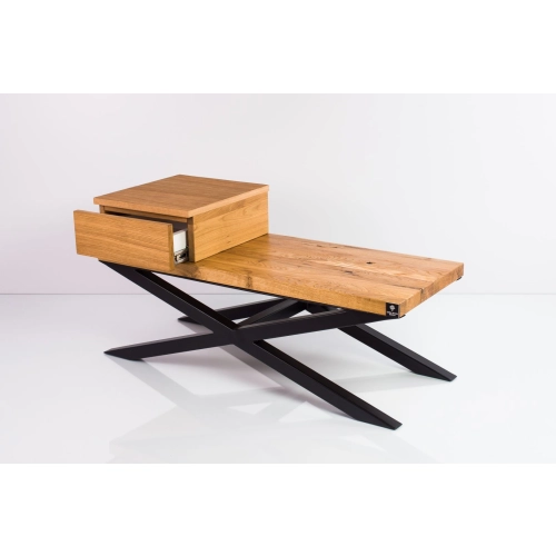 Ławka Metalowa Loft Siedzisko Drewno Lite Dąb LM-29 Rozmiary od 50 cm do 200 cm