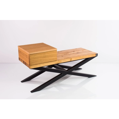 Ławka Metalowa Loft Siedzisko Drewno Lite Dąb LM-29 Rozmiary od 50 cm do 200 cm