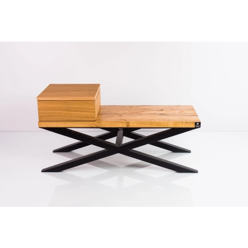 Ławka Metalowa Loft Siedzisko Drewno Lite Dąb LM-29 Rozmiary od 50 cm do 200 cm