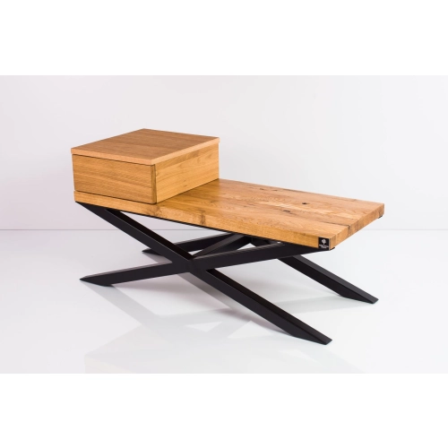 Ławka Metalowa Loft Siedzisko Drewno Lite Dąb LM-29 Rozmiary od 50 cm do 200 cm