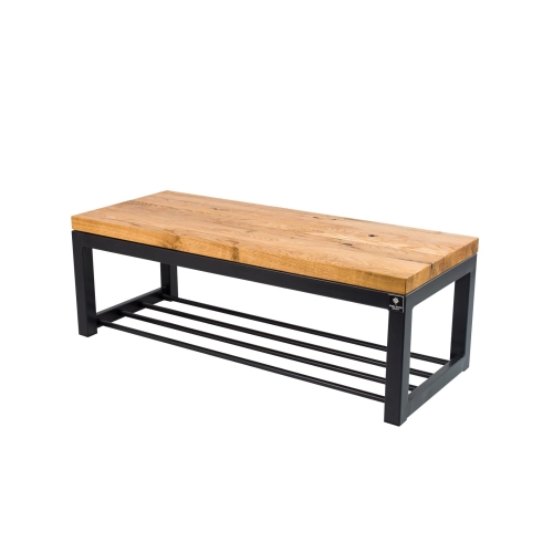 Ławka Metalowa Loft Siedzisko Drewno Lite DĄB LM-3 Rozmiary od 50 cm do 200 cm