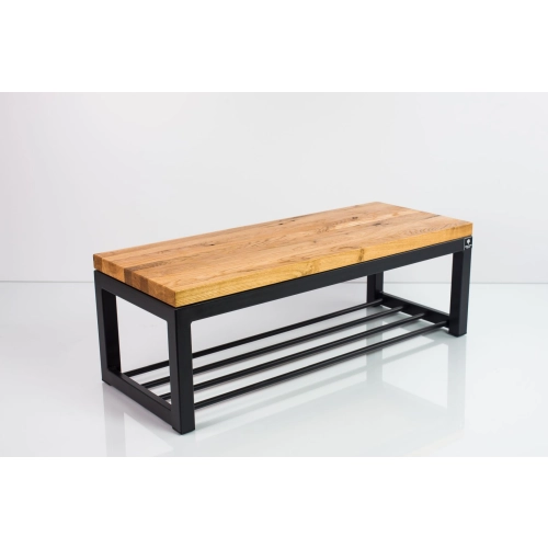 Ławka Metalowa Loft Siedzisko Drewno Lite DĄB LM-3 Rozmiary od 50 cm do 200 cm