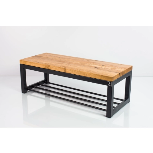 Ławka Metalowa Loft Siedzisko Drewno Lite DĄB LM-3 Rozmiary od 50 cm do 200 cm
