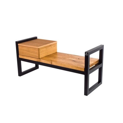 Ławka Metalowa Loft Siedzisko Drewno Lite Dąb LM-30 Rozmiary od 50 cm do 200 cm