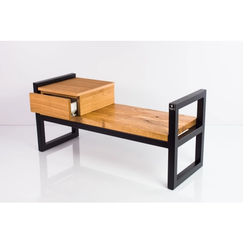 Ławka Metalowa Loft Siedzisko Drewno Lite Dąb LM-30 Rozmiary od 50 cm do 200 cm