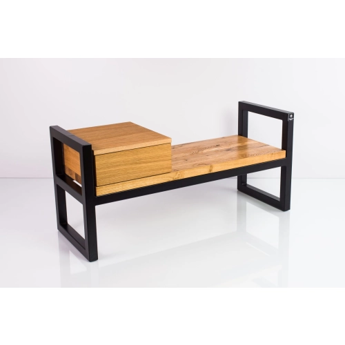 Ławka Metalowa Loft Siedzisko Drewno Lite Dąb LM-30 Rozmiary od 50 cm do 200 cm