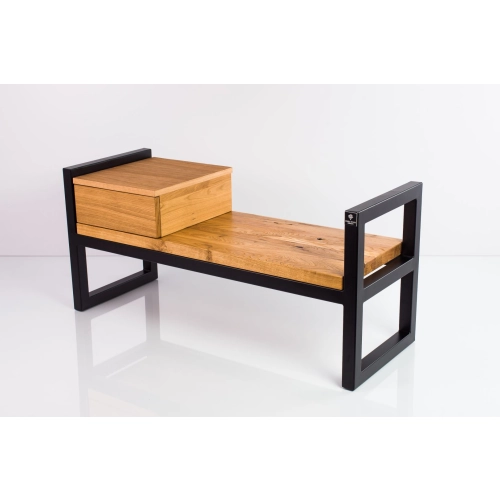 Ławka Metalowa Loft Siedzisko Drewno Lite Dąb LM-30 Rozmiary od 50 cm do 200 cm