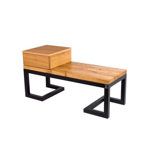 Ławka Metalowa Loft Siedzisko Drewno Lite Dąb LM-31 Rozmiary od 50 cm do 200 cm