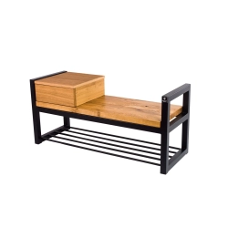 Ławka Metalowa Loft Siedzisko Drewno Lite Dąb LM-32 Rozmiary od 50 cm do 200 cm