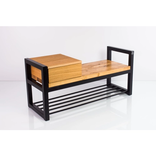 Ławka Metalowa Loft Siedzisko Drewno Lite Dąb LM-32 Rozmiary od 50 cm do 200 cm