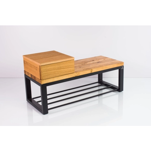 Ławka Metalowa Loft Siedzisko Drewno Lite Dąb LM-34 Rozmiary od 50 cm do 200 cm