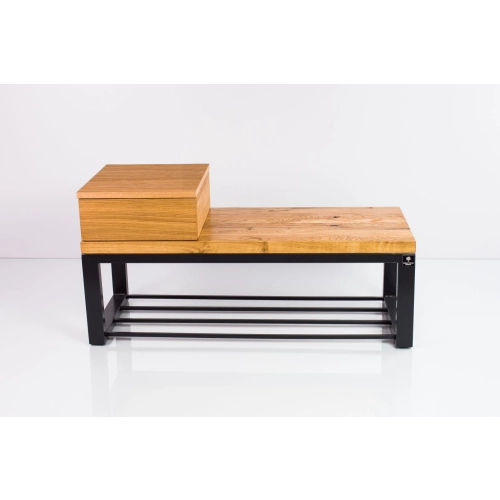 Ławka Metalowa Loft Siedzisko Drewno Lite Dąb LM-34 Rozmiary od 50 cm do 200 cm