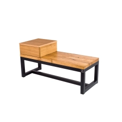 Ławka Metalowa Loft Siedzisko Drewno Lite Dąb LM-35 Rozmiary od 50 cm do 200 cm