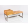 Ławka Stal Nierdzewna Szczotkowana / Polerowana Siedzisko Drewno Lite Dąb LM-36 Rozmiary od 50 cm do 200 cm