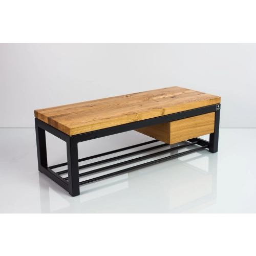 Ławka Metalowa Loft Siedzisko Drewno Lite Dąb LM-4 Rozmiary od 50 cm do 200 cm